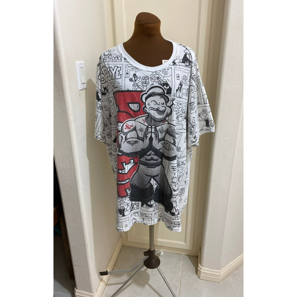 Popeye Mens T Shirt 4 X-LARGE Cartoon Comic Black & White Strips POPEYE In Big R